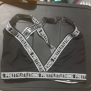 PrettyLittleThing Black and White Strappy Bralette